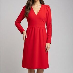 Ivy + Blu Elegant Red Long Sleeve Dress